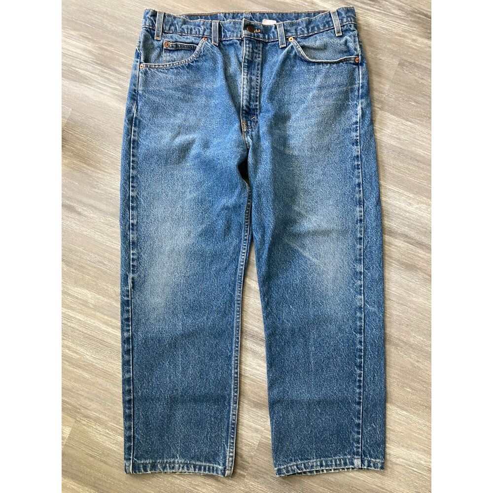 Vintage Orange Tab 505s 35x25 90s Medium Wash Straight Leg